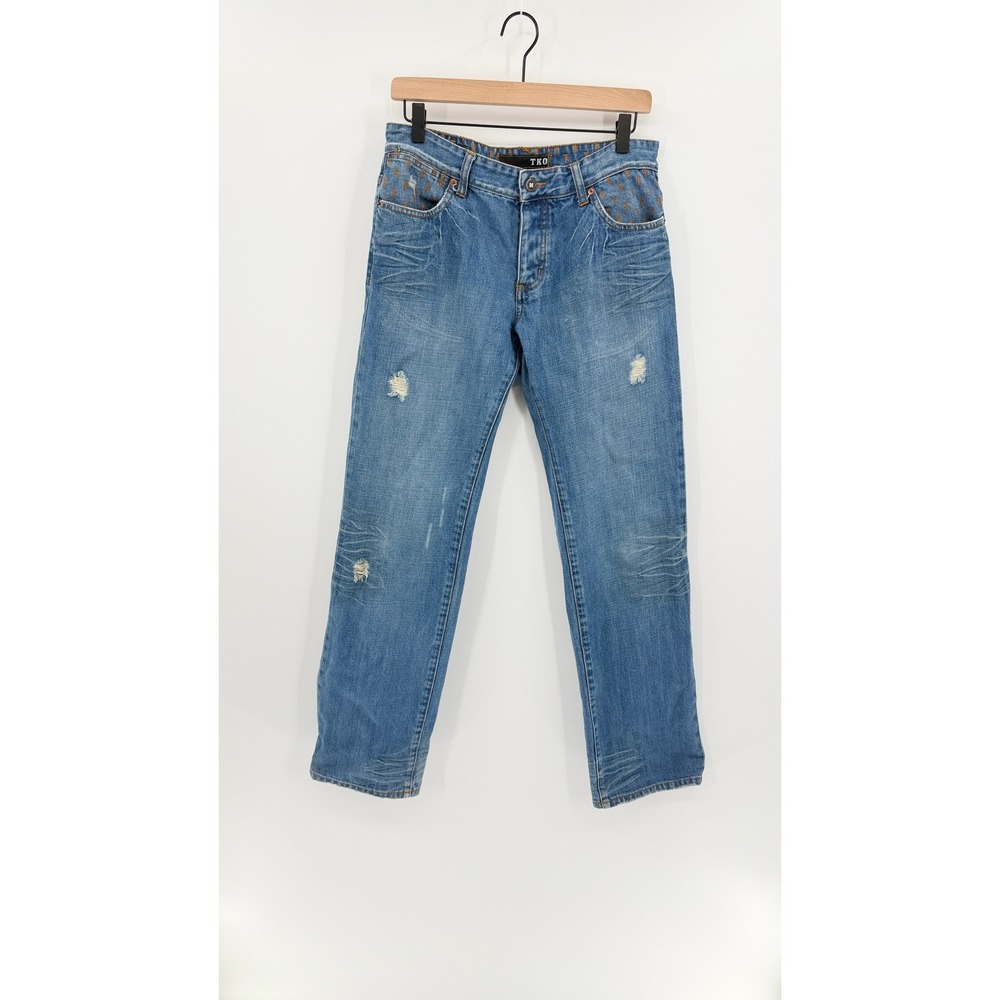 KR3W TKO Mens Size 30x32 Denim Skater Jeans Straight Distressed Y2K Streetwear